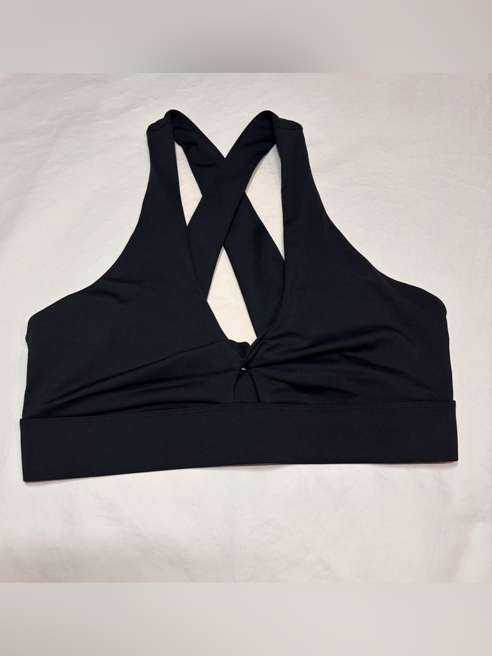 Fabletics Black Cross-Back Sports Bra with Wide Support Band